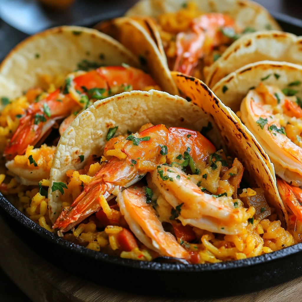 Tacos de Paella con Alioli de Azafrán